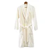 Coral velvet bathrobe milky white