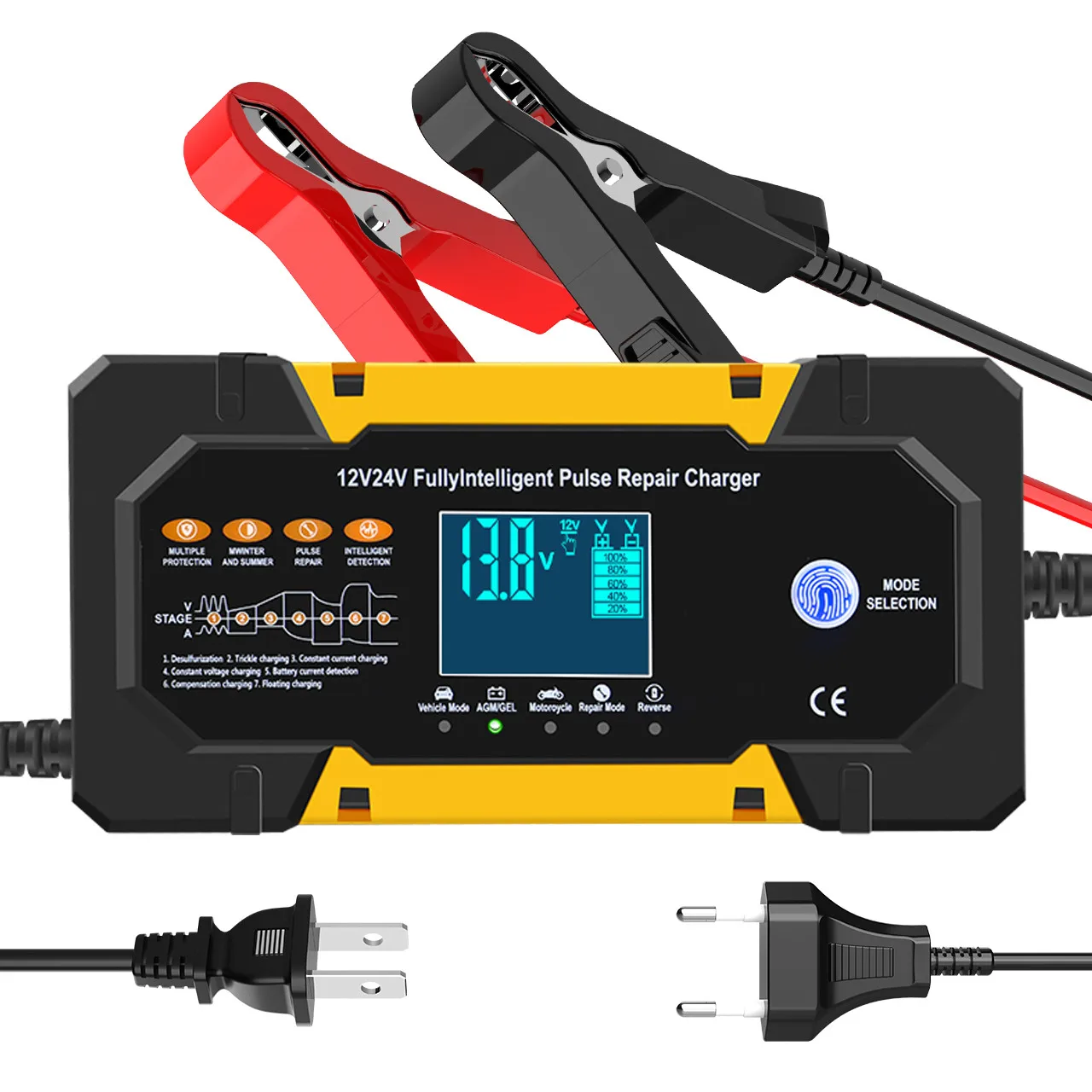Smart 12v/24v Auto Car Battery Charger Fast 10A with LED 150W Output Power AC & DC Ports for Car or Motorcycle Repair factory