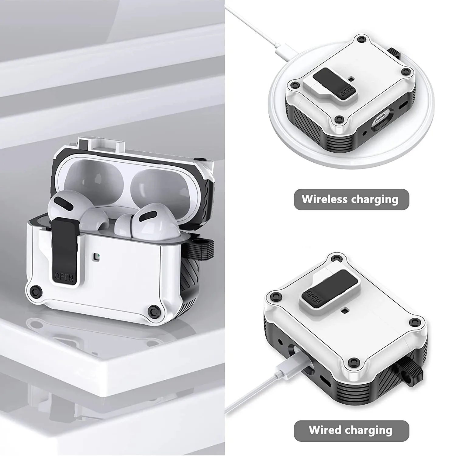 Hot Selling Security Lock Cover Case for AirPods Pro 2 Shockproof PC TPU Case for Air Pods Pro airpods 1 2 3 4 Cover