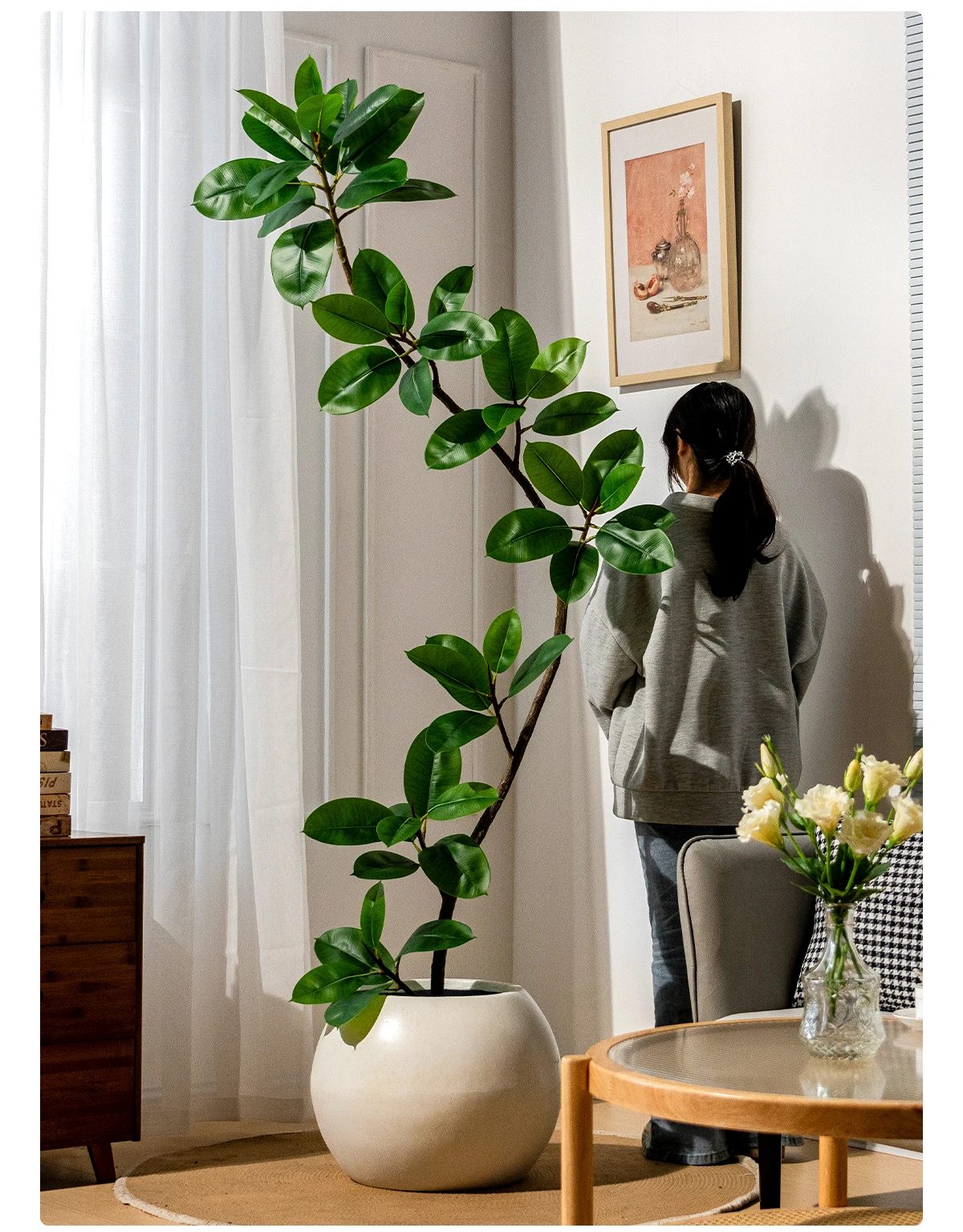 Best-Selling 2m Large Green Artificial Banyan Trees Piano Leaves Indoor Living Room Decor Silk Faux Grass for Office Decoration factory