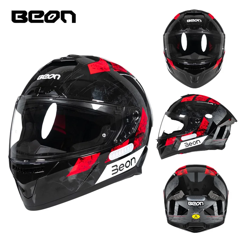BEON Full Face Motorcycle Helmets Dual Visors for All Seasons