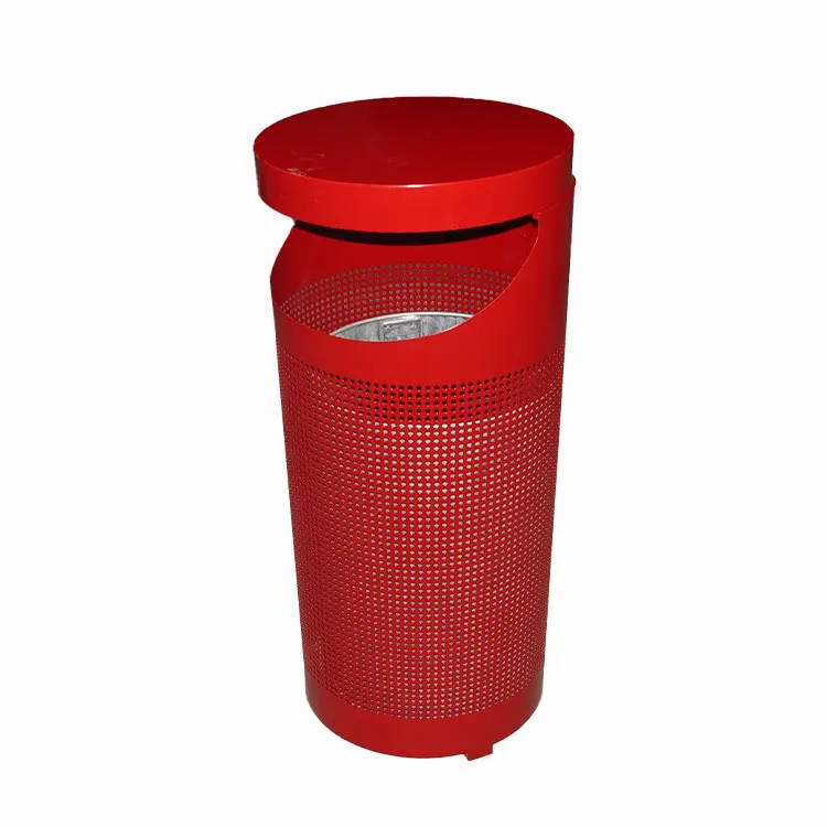 Outdoor Unique Metal Garbage Receptacle Trash Can Outside Garden Street Decorative Tall Recycle Waste Bin Public Steel Dustbin