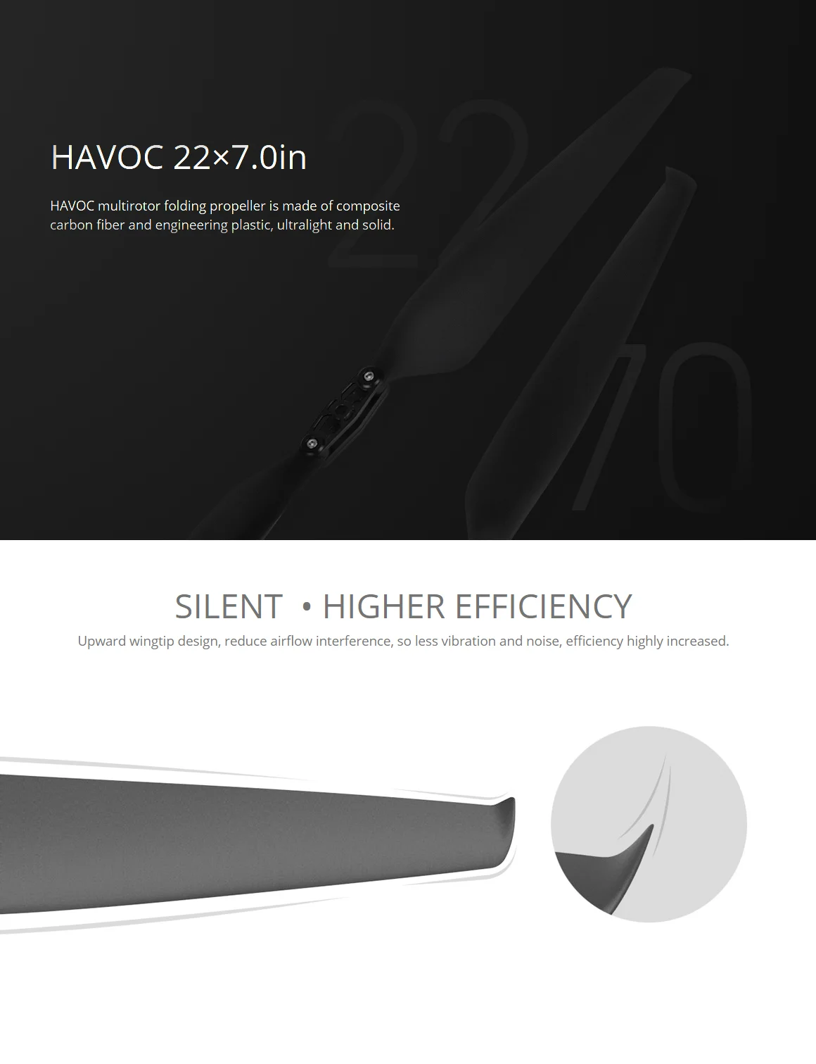HAVOC 22x7 Zoll Faltbarer Propeller aus Kohlefaser für UAV-Drohne Multirotor CW+CCW Starrflügler Quadcopter VTOL Jet – Detail 7