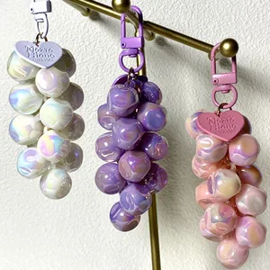 Acrylic Grape Keychain Cute Colorful Beads Car Pendant Girlish Bag Accessory