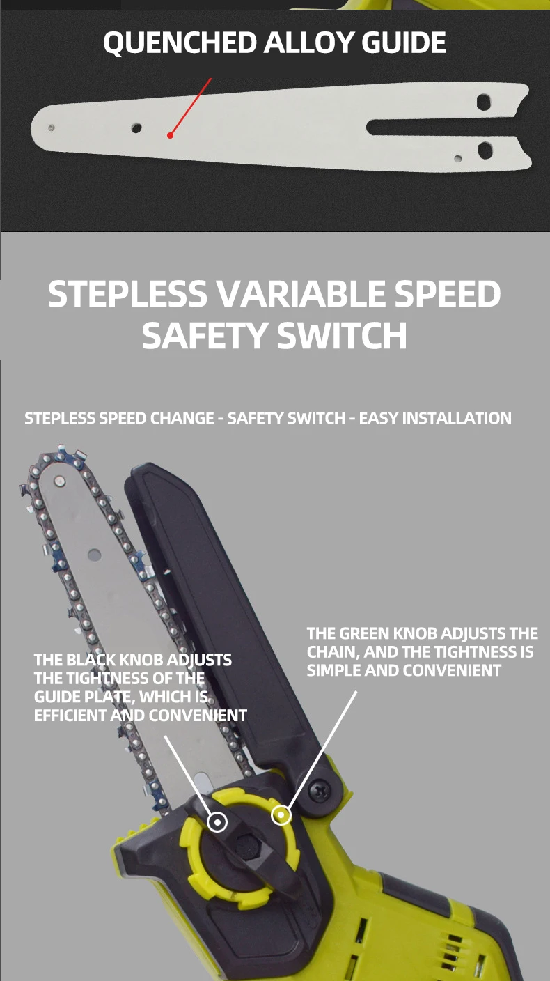 6 Inch Battery Rechargeable Portable Mini Electric Chain Saw Tree