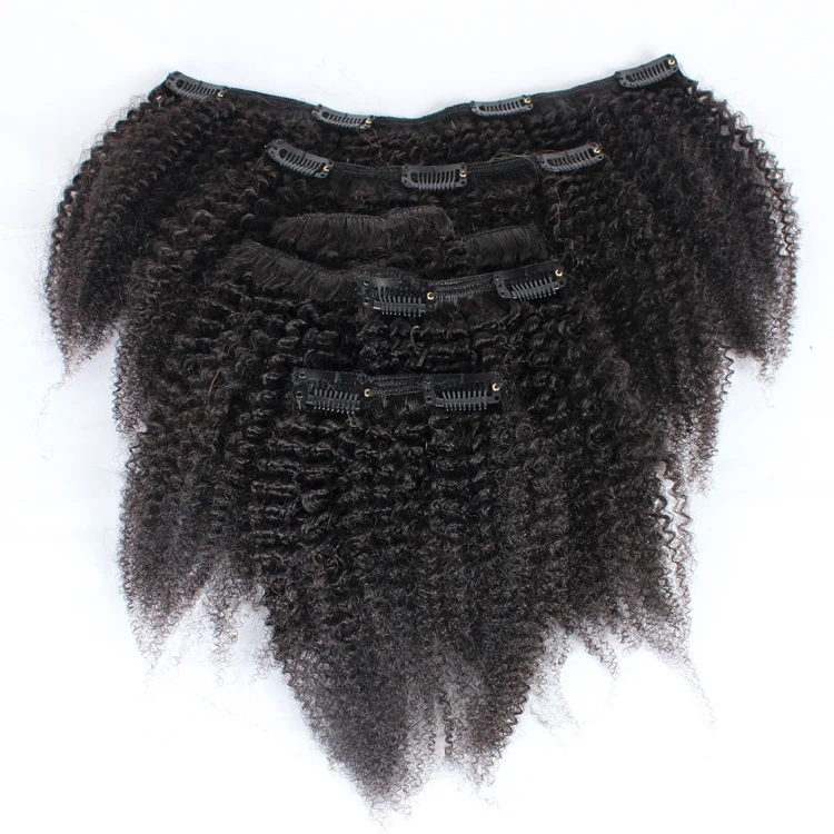Brazilian Raw Virgin 3A 3B 3C 4A 4B Afro Kinky Curly Clip Hair in Hair Extensions Kinky Curly Human Hair 4C Kinky Clip Ins