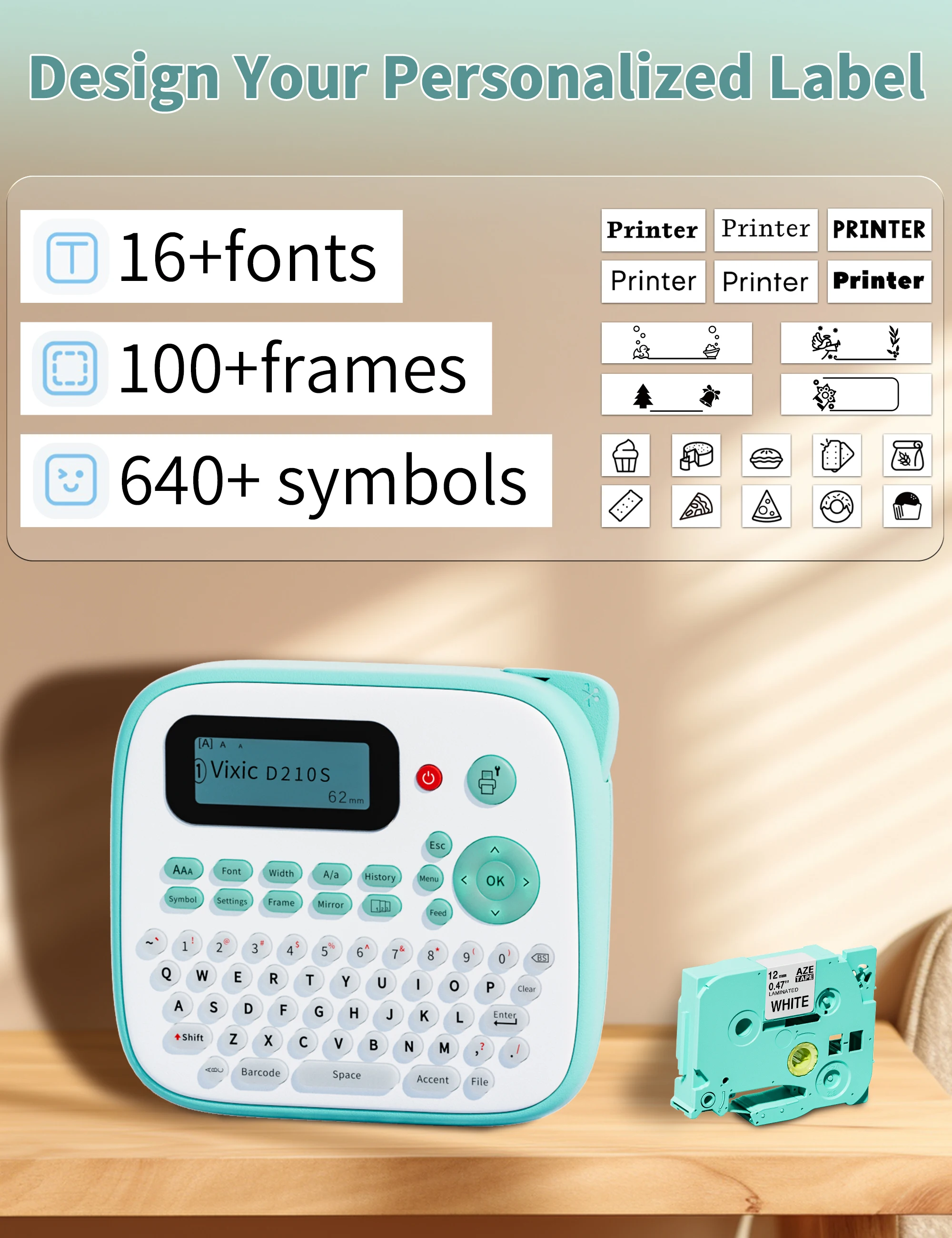 Phomemo Label Maker D210S Label Printer Machine Portable Handheld Printer for Home Office School Organization