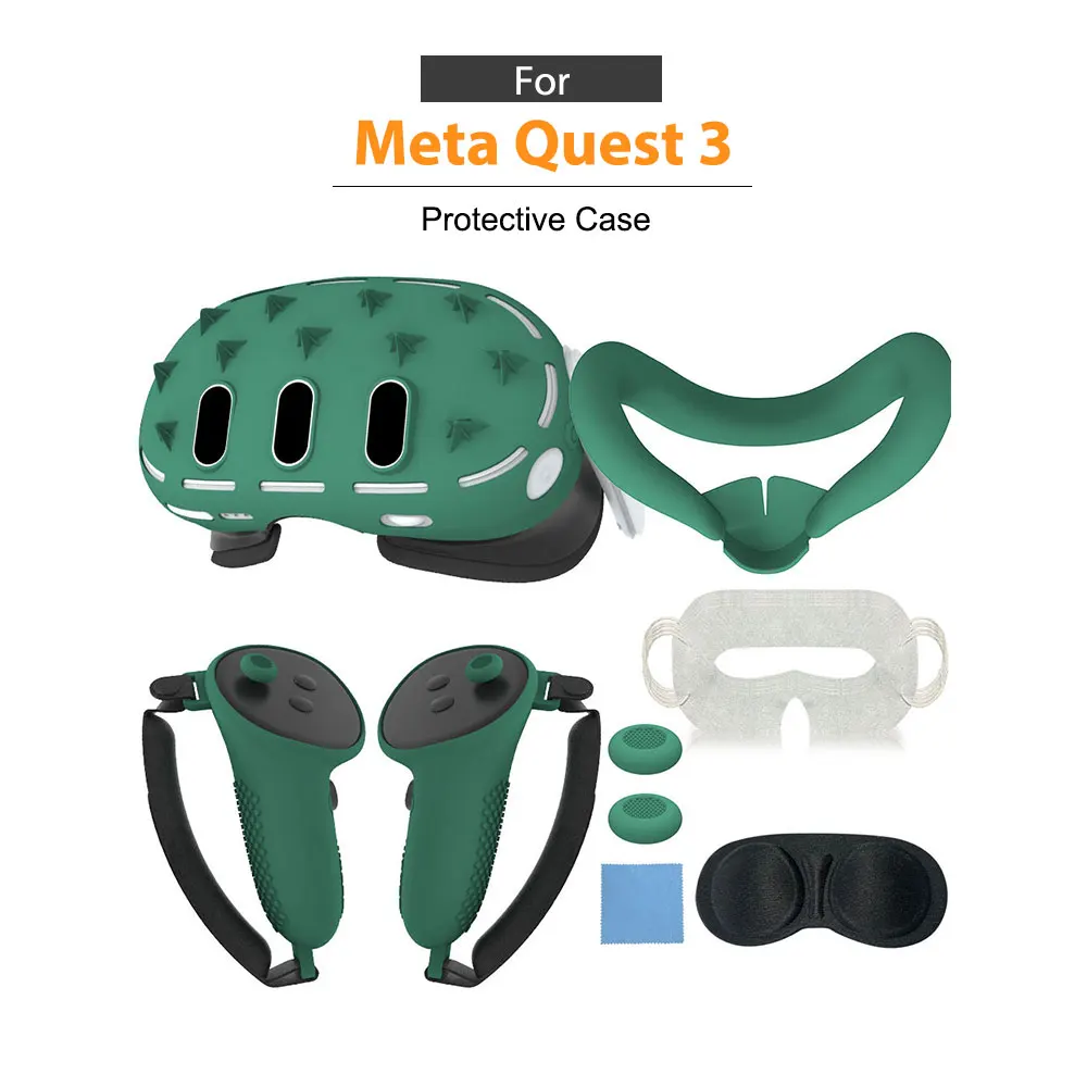 Vr Case For Meta Quest 3 Accessories Video Gaming Silicone Cover Mask Grip 7 Pieces Set Breathable Face Protection Controller supplier