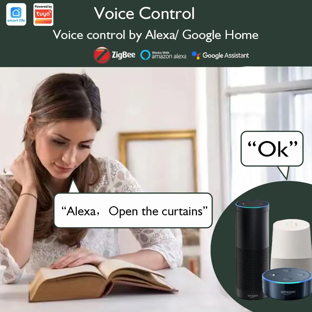 Tuya Smart Home WiFi Zigbee Smart Curtain Driver Remote Electric Automatic Curtain Opener for Livingroom Curtain Motor Track