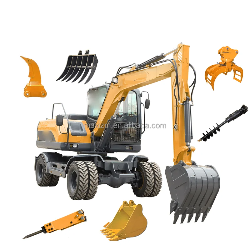 Brand 0.4m3 Bucket 8 Ton 9t Middle Wheel Excavator For Sale Lx909a