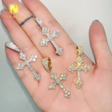 Fair Price Fine Quality Free Chain Small Cross Pendant Moissanite Pendant Hip Hop iced out Pendant Religious Jewelry