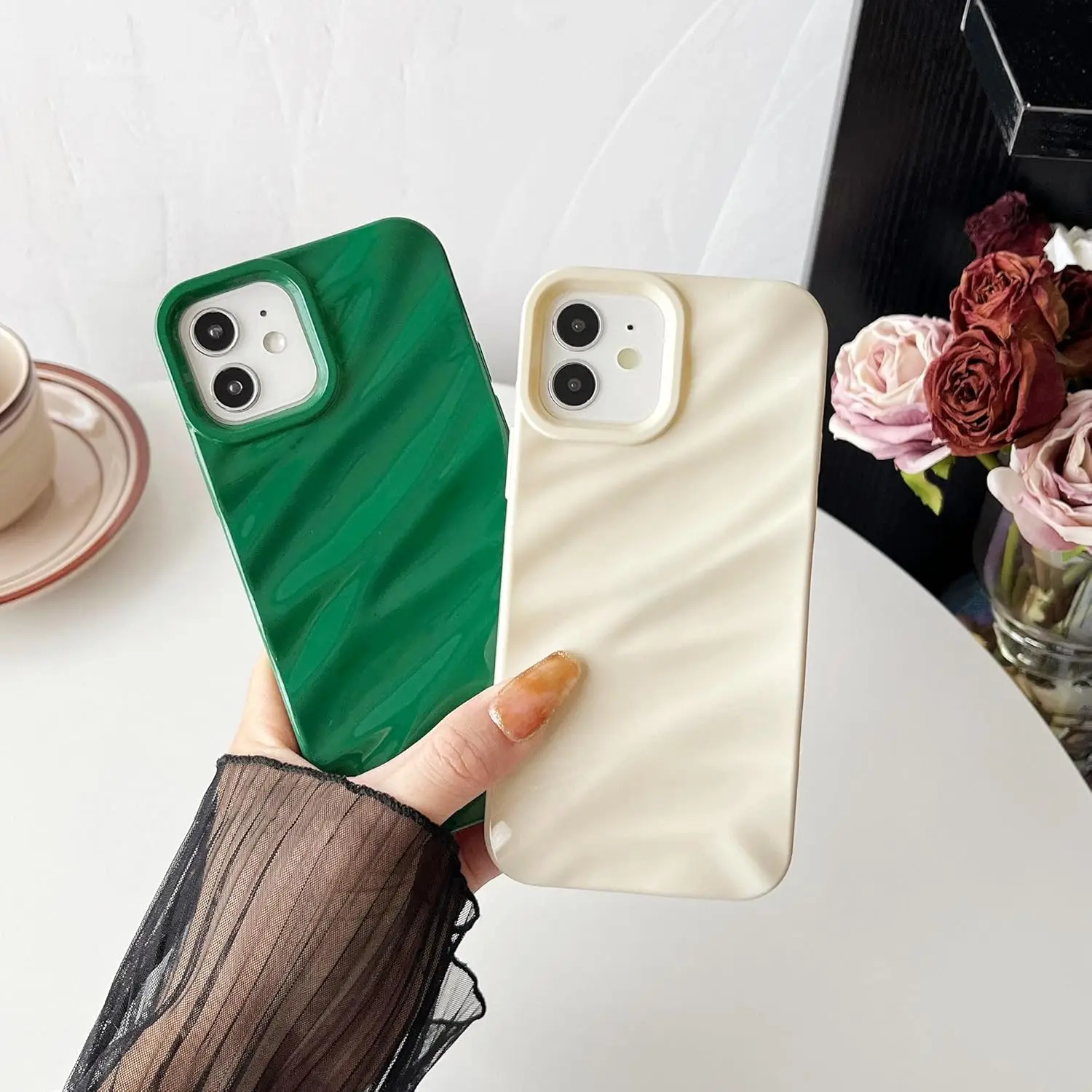 Creative Case for iPhone 16 15 14 pro max plus Water Ripple Pattern Curly Wave Shape Soft Cover Full Protection