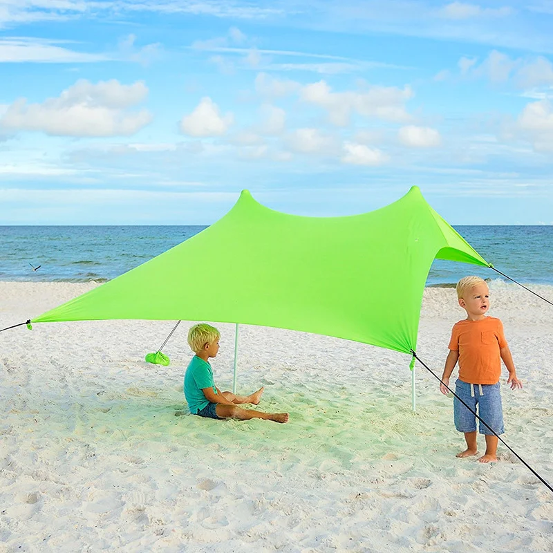 Easy Pop Up Anti Wind Sun Shelter Outdoor Beach Tent Shade with Sand Shovel Ground Pegs and Stability Poles Alibaba