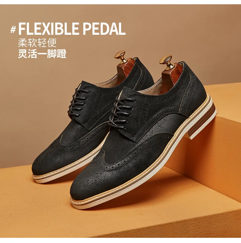COW SUEDE SOFT CASUAL and OFFICIAL MEN SHOES BUSINESS CACEER COMFORTABLE WITH SOFTNESS UPPERS REAL LEATHER SHOES