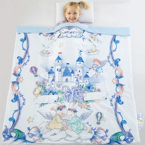 Luxury All-Season Breathable Children's Summer Cooling Blanket 4-Hole Anti-Kick Design with Printed Pattern for Hotels