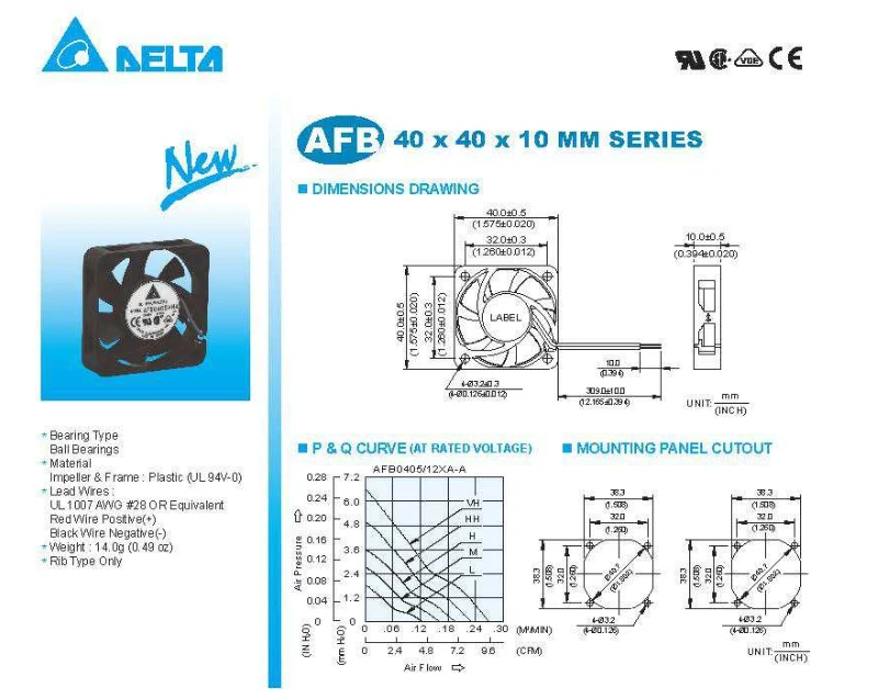 Original electric axial flow cooling fan AFB0412HHA-A 12V DC fan