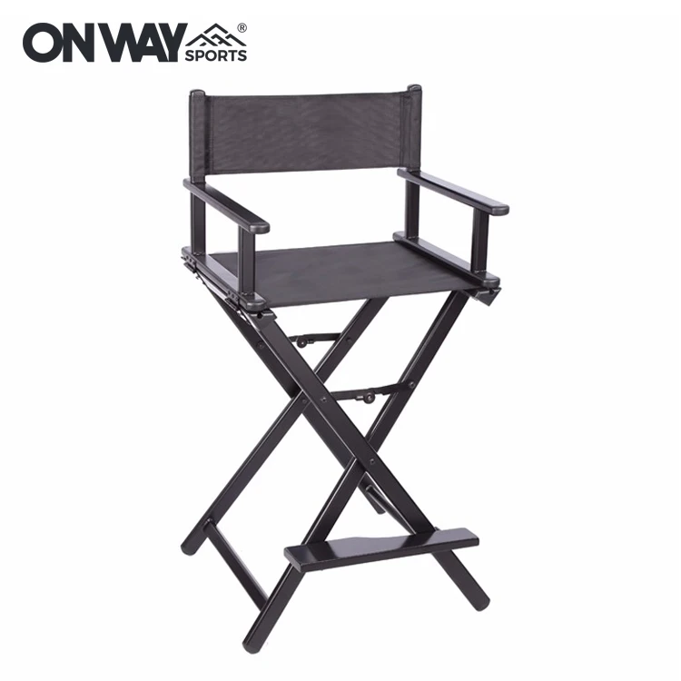 Custom Portable Heavy Duty Folding Aluminum Tall Directors Chair Professional Cosmetic Makeup