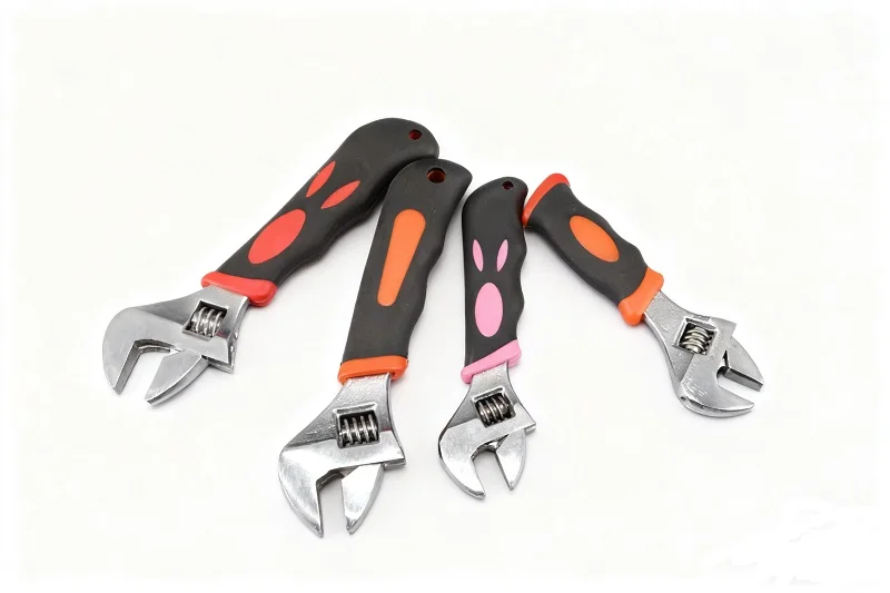 Factory OEM Wholesale DIY Metric Carbon Steel 8 Inch Cushion Handle Grip Monkey Spanner Adjustable Wrench