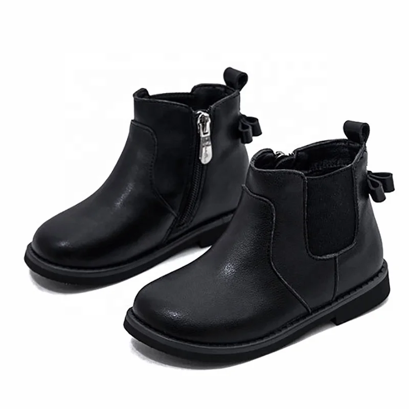 Осень-зима 2021, Новые короткие кожаные ботинки для маленьких девочек, черные детские ботинки на мягкой подошве