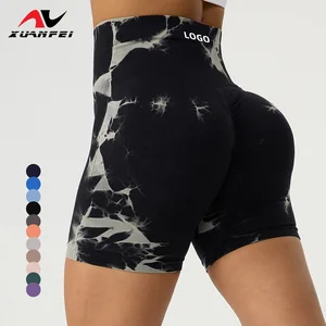 Factory Price Booty Yoga Shorts for Women Gym Leggings Seamless Summer Fitness Tie Dye Shorts