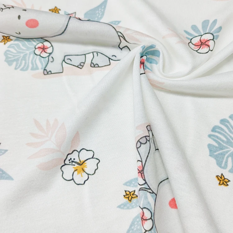 Eco-friendly Bamboo Material Single Jersey Fabric , Soft Hand Feel Printed Cotton Jersey Fabric for Sale/ details