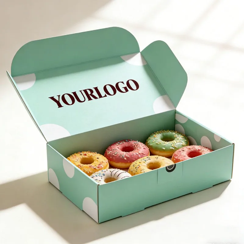 Boîte réutilisable pour biscuits, conforme aux normes alimentaires, impression numérique, boîte pliable en carton pour aliments, vente en gros de boîtes d'emballage pour gâteaux, biscuits et beignets