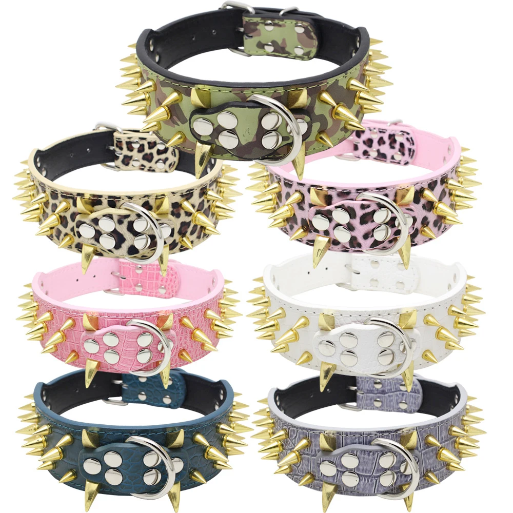 Customized Luxury Leather Studded Spiked Dog Collar Pet Designer