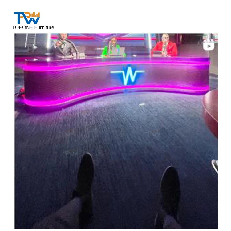 Modern Design TV News Desk - Curved Broadcast Table