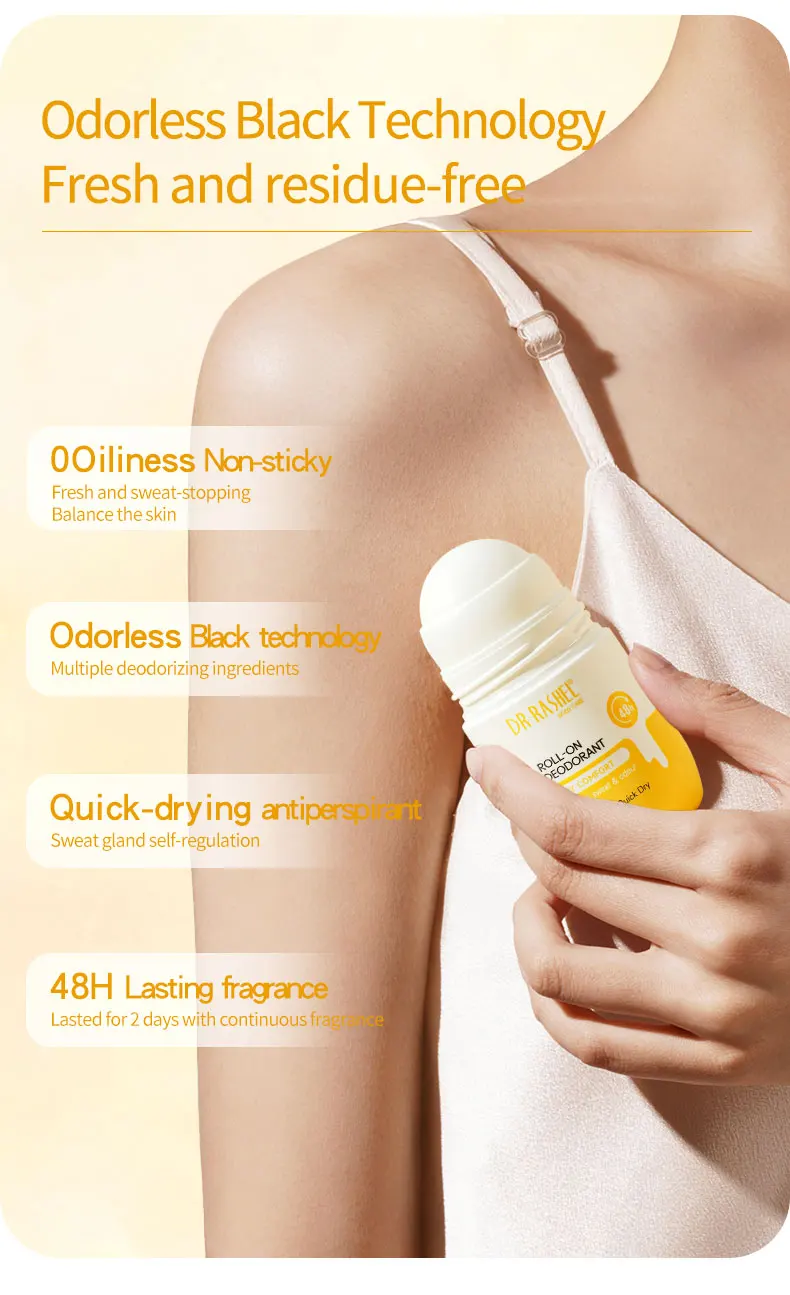 For Quick Dry Comfort Roll-On Deodorant Solid Mineral 48h Anti Sweat & Odour Protection for Daily Use