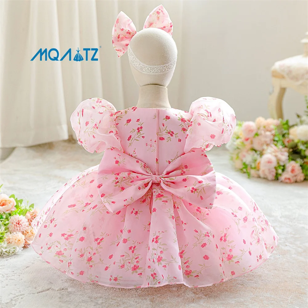MQATZ Pink Flower Girl Dress 2025 New Style Infant One-year-old Princess  Dress Children's Birthday Party Sweet Dresses