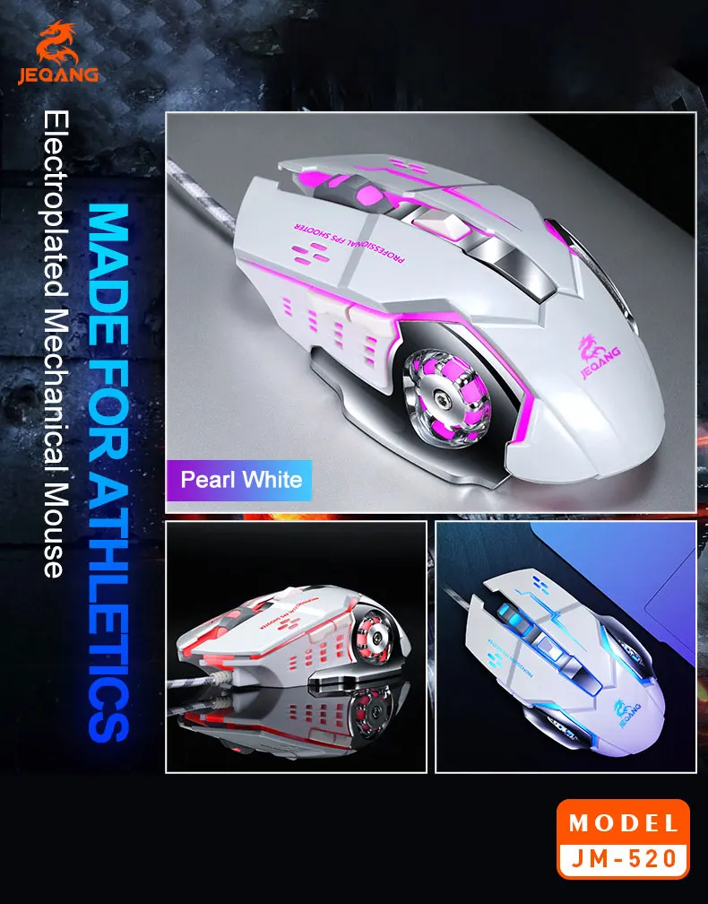 Jeqang Right Hand Orientation 6D Wired Ergonomic Gaming Mouse FCC Certified USB Connection for PC/Desktop Use