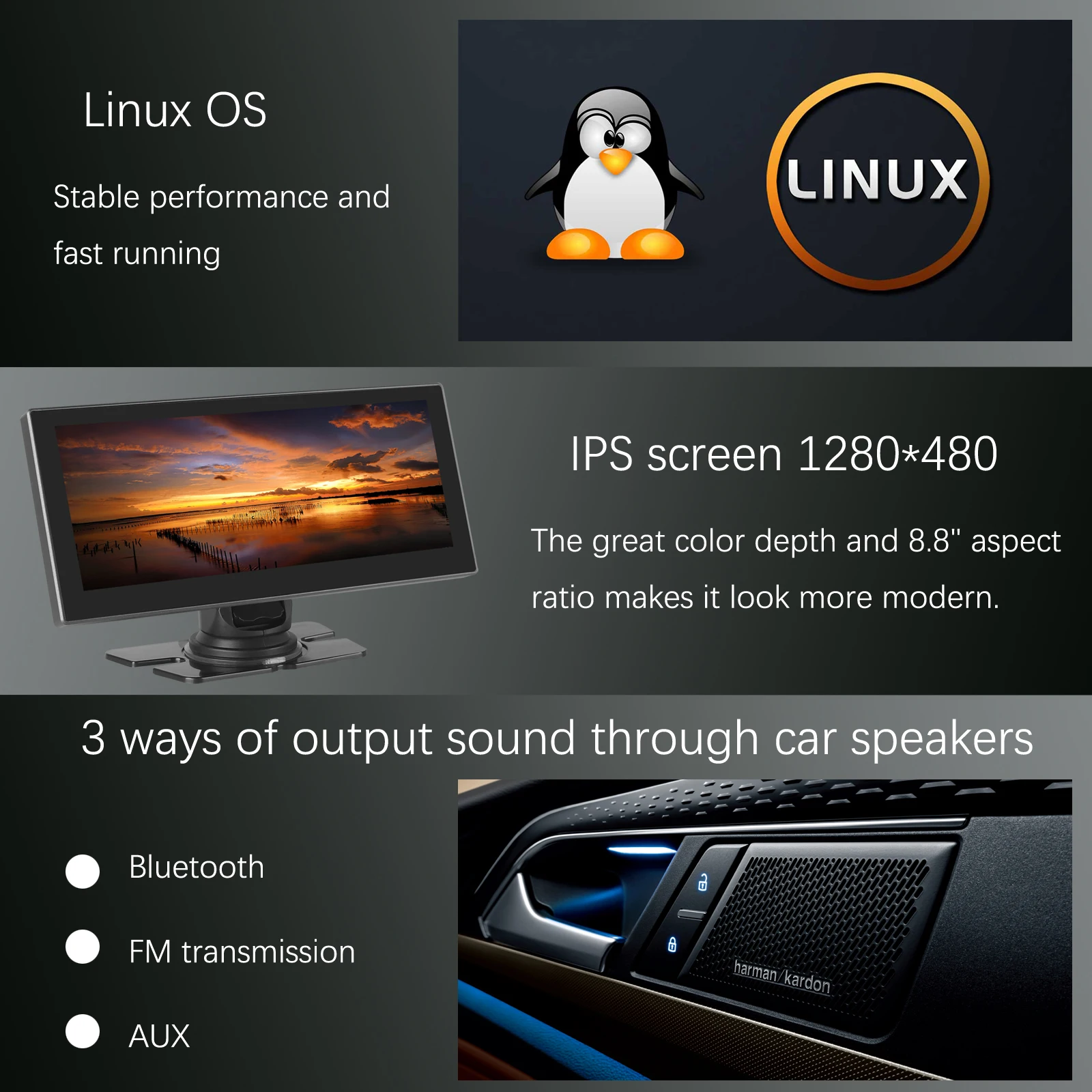 Road Top Wireless Carplay Android Auto Air Play Navigation Touch Screen