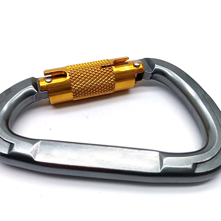 Outdoor 28kn Oxdized Aluminum 7075 Tension Automatic Locking D Shape Metal Tree Carabiners mosquetones de escalada de 25kn