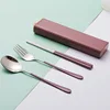 Palillos Marrones de 3 Piezas + Tenedor + Cuchara + Caja