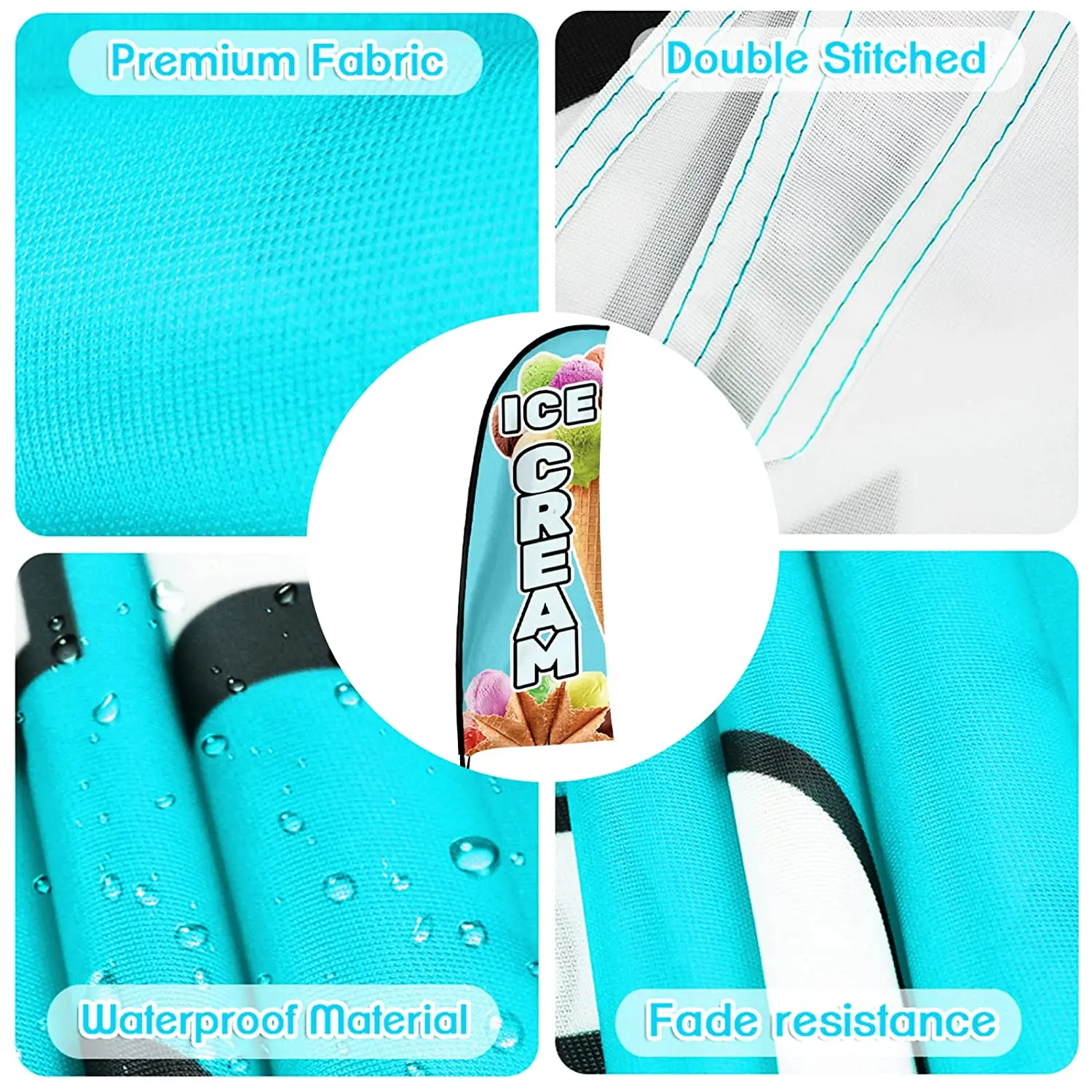 FSFLAG Drapeau Swooper Crème Glacée 2,4m - Bannière Publicitaire Glace Vibrante Pour Commerce