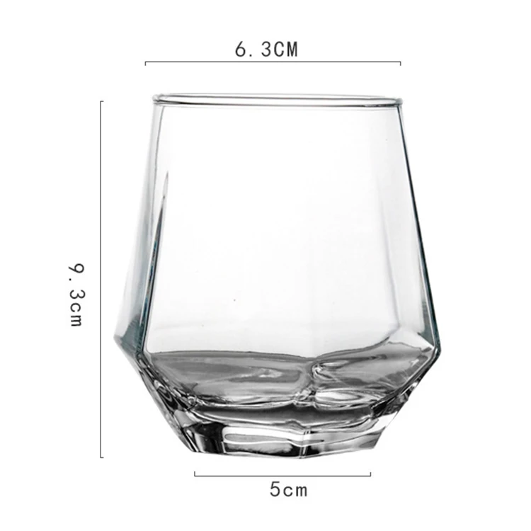 12oz Diamond Shaped Stemless Wine Glasses Champagne Drinking Cup Glass ...
