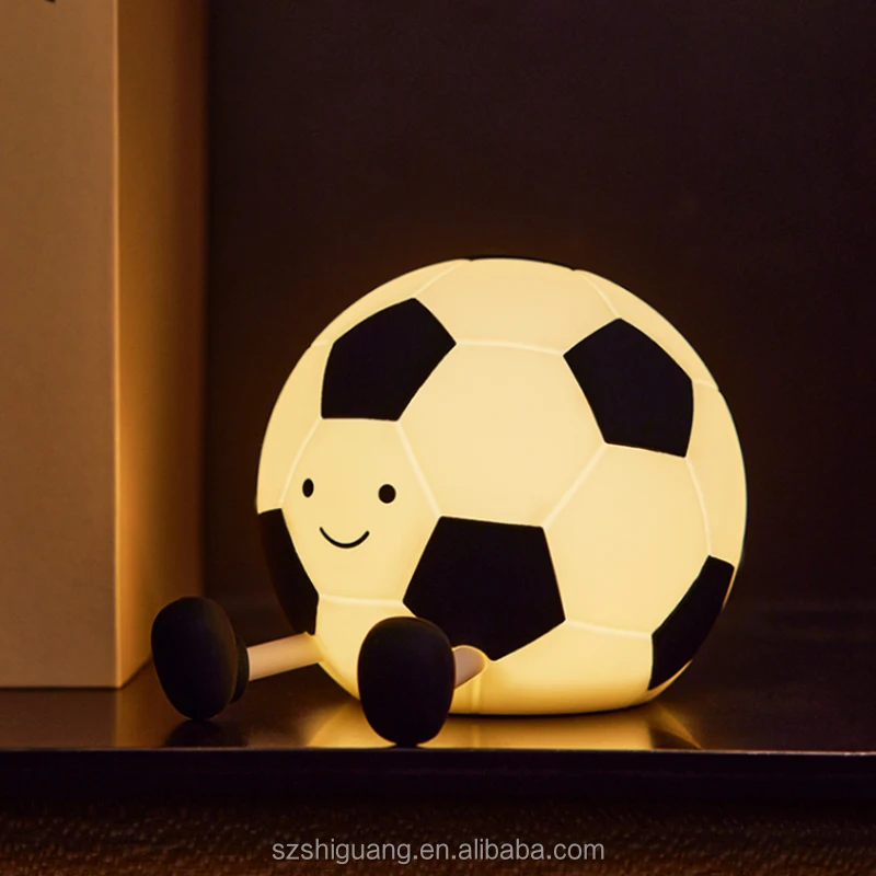 Custom Logo Football LED Nightlight Mini Rechargeable Bed Lamp Fancy Design Cute Soccer Night Lights for Kids Room New Product