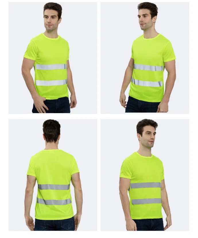 Customized Logo Construction Workwear Reflective Clothing Quickdry T-shirt Reflective Safety Clothes