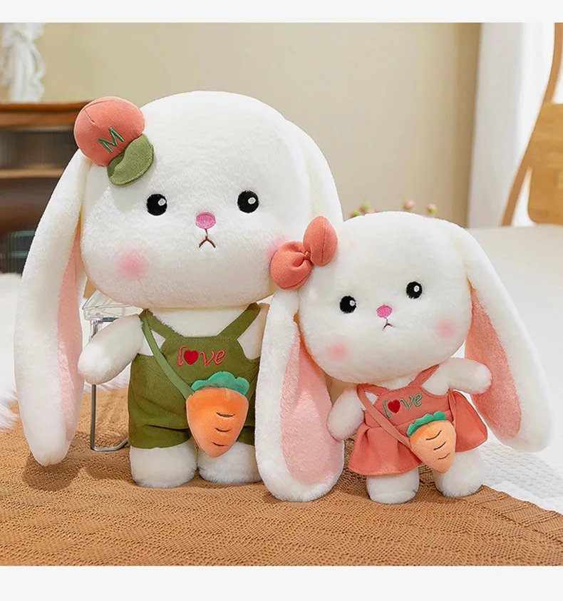 Loopin Rabit Colorful Vegetable Green Pink Couple Bunny Doll Bow Tie Long Eared ...