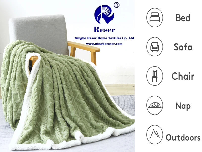 3D Jacquard Lattice Reversible Sherpa Throw Blanket Super Soft Cozy Fleece Lightweight Warm Thick Plush Fuzzy Fluffy Modern