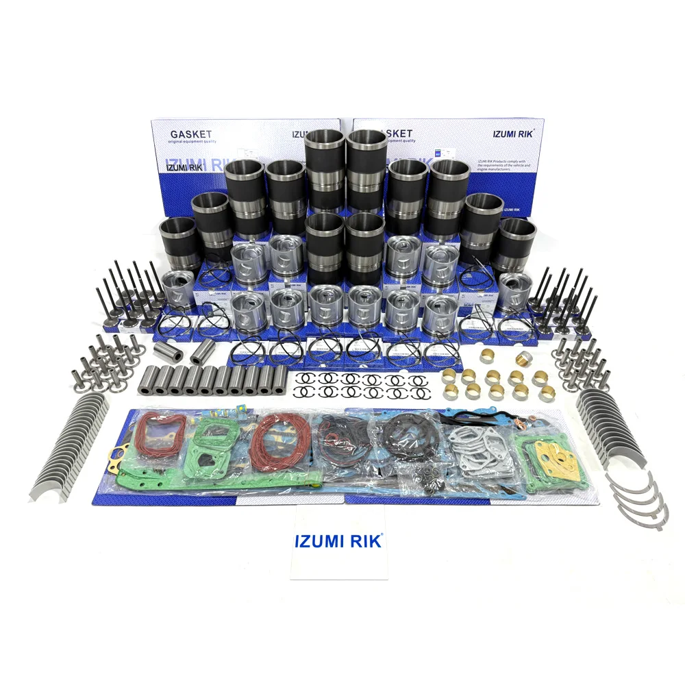 IZUMI RIK S12R Kit de réfection moteur avec pochette de joints, coussinets de palier et de bielle avec rondelle de butée, guide et siège de soupape pour Mitsubishi