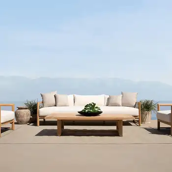 Hot selling  best price outdoor furniture  high end backyard garden sofa teak wood sofa set