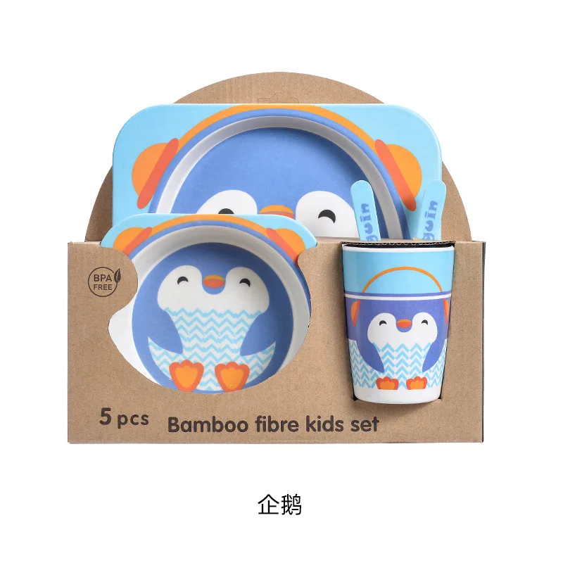 Bamboo Fiber Baby Dinnerware Set Multicolored Kids Utensils Baby Feeding  Supplies Toddler Tableware Children Dishes