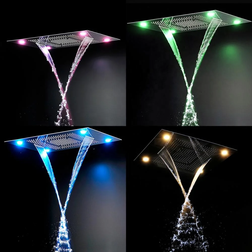 Bathroom Smart LED Thermostatic Shower System 6 Function Shower Panel Colorful Bath Shower Set