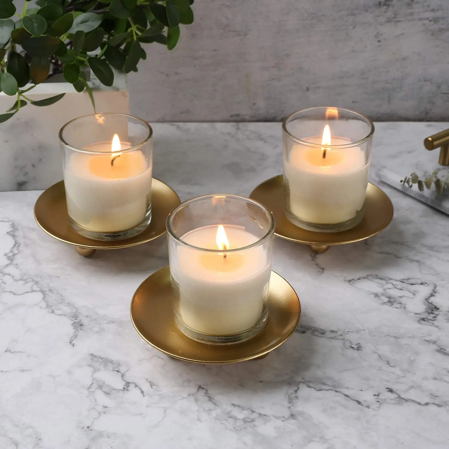 Set of 2 Iron Plate Candle Holder Decorative Simple Candle Stand for Romantic Weddings Decoration