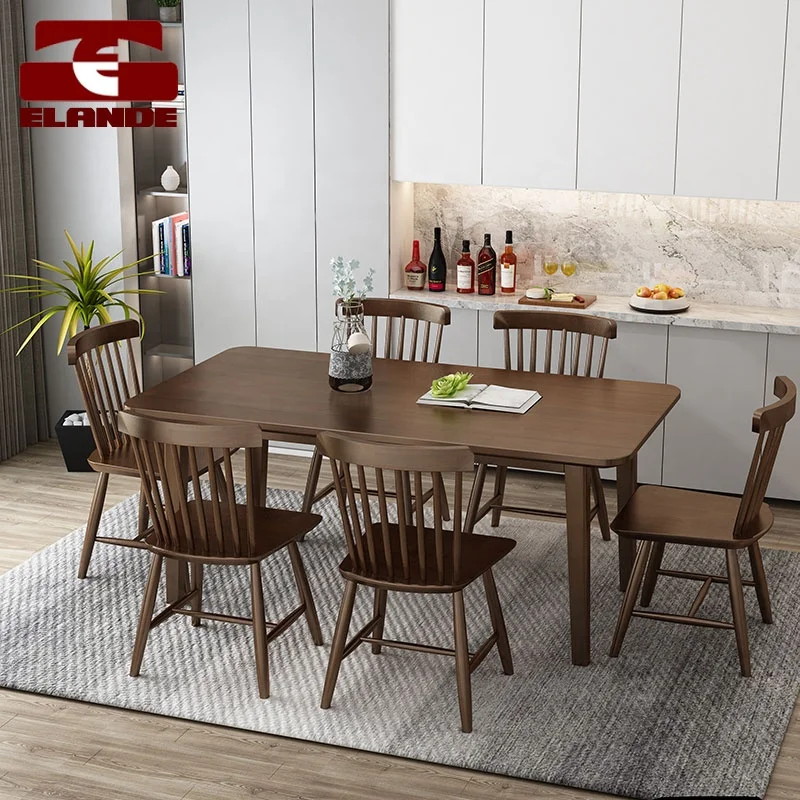 Multifunctional Solid Wood Dining Table and Chair Simple Household Dining Table and Chair Combination for 4 People and 6 People