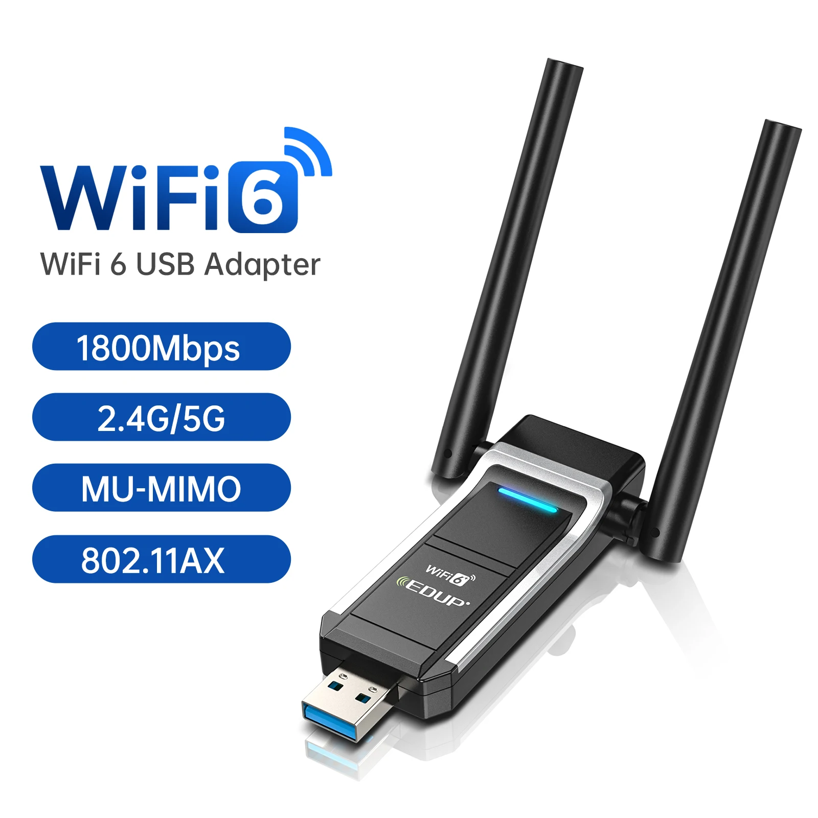 Adattatore WiFi USB 2.0 300 Mbps – Dual Band 2.4GHz, Per Windows XP/Vista/7/8/10/11