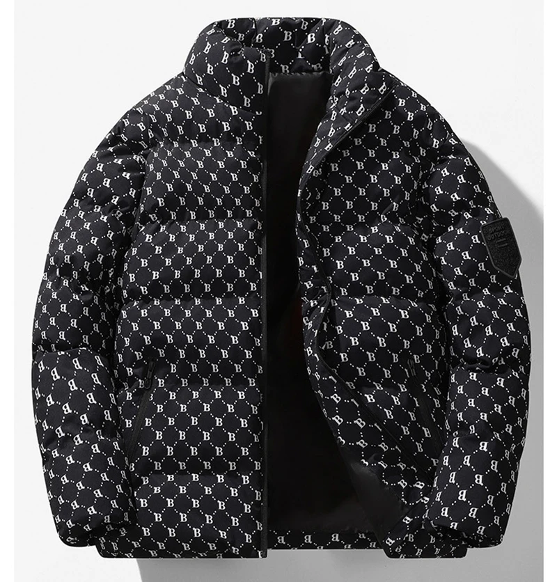 Men's Waterproof Puffer Jacket With Stand Collar For Winter_voghion.com