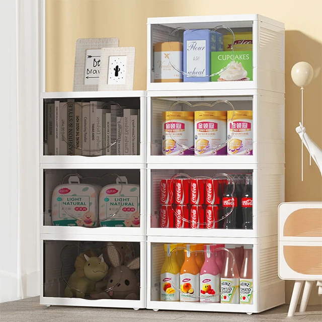 Multi use Foldable Easy Install Storage Box DIY Combination Folding  Storage Cabinet for Home Office Clothing Organizer