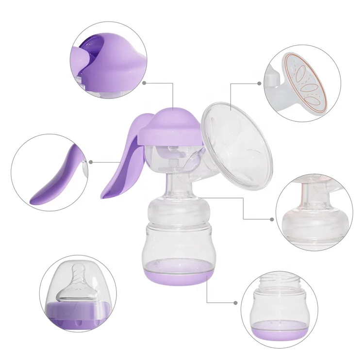 Single-Use Silicon Manual Breast Pump Color Box Woman Breast Milk Collector with Manual Drive Print Pattern for Breastfeeding